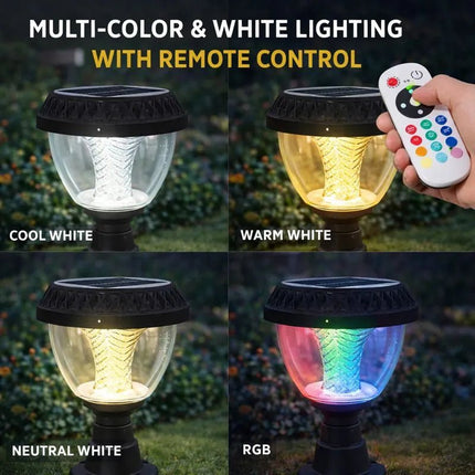 10W Solar Gate Light with Remote Control | Warm White, Cool White, Neutral & RGB | IP65 Waterproof | Automatic Dusk to Dawn | Outdoor Solar Pillar Light FUTURKART