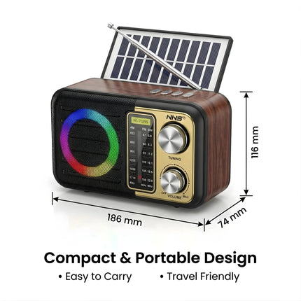 Compact Solar FM Radio for Travel, Camping and Emergency Backup