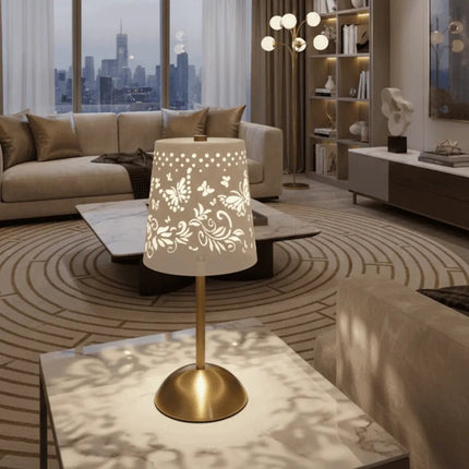 FUTURKART rechargeable LED table lamp white gold butterfly cutout touch control