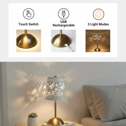 Touch control USB rechargeable LED table lamp with 3 color modes