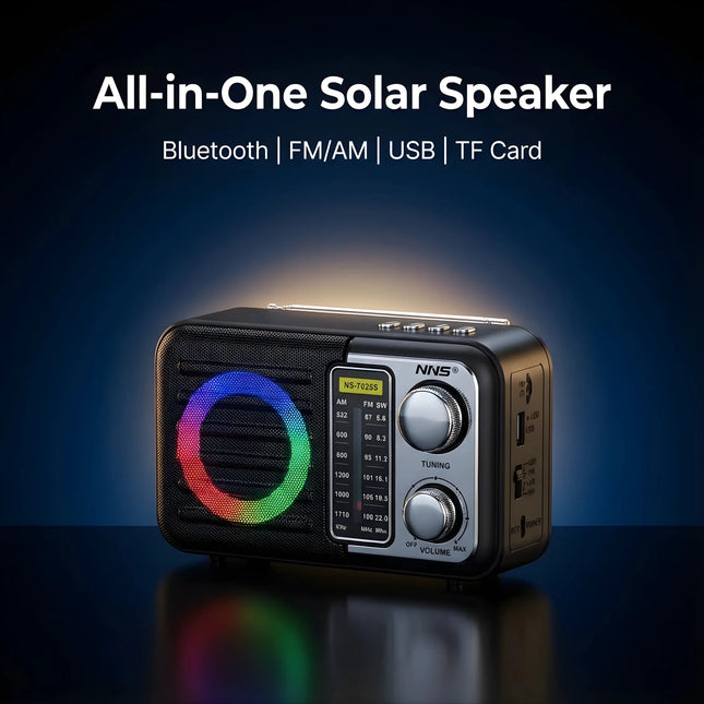 FuturKart Solar FM Radio with Bluetooth Speaker and LED Emergency Light in Black