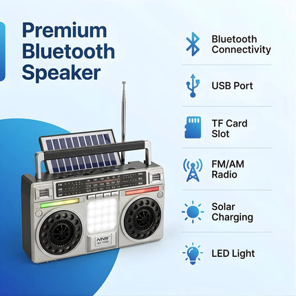 FuturKart portable solar powered radio with USB and TF card support for home, travel and outdoor use