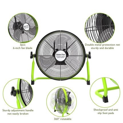 Rechargeable solar fan for camping and power cuts