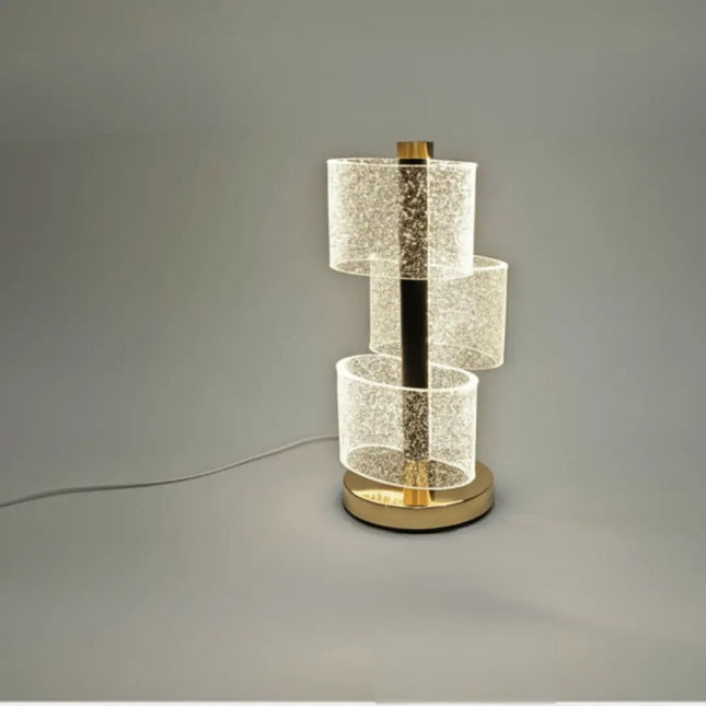 Futurkart Modern Decorative Table Lamp – 3‑Mode LED, Push Button, Gold Acrylic Design.