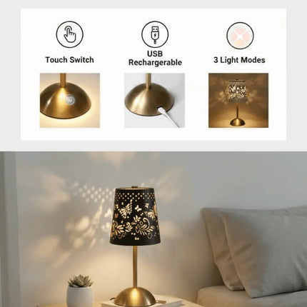 Futurkart Rechargeable LED Table Lamp in Butterfly Cutout Shade