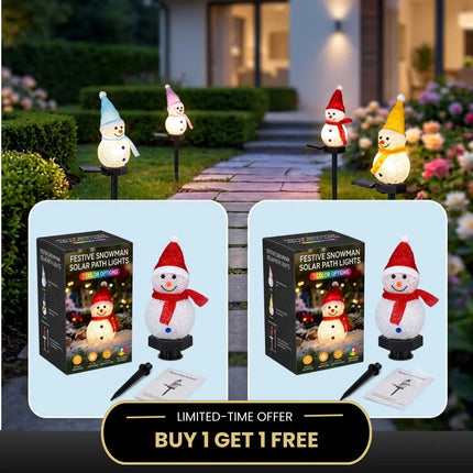 FuturKart Solar Snowman Garden Lamp – Christmas Outdoor Decorative Light (Pack of 2)