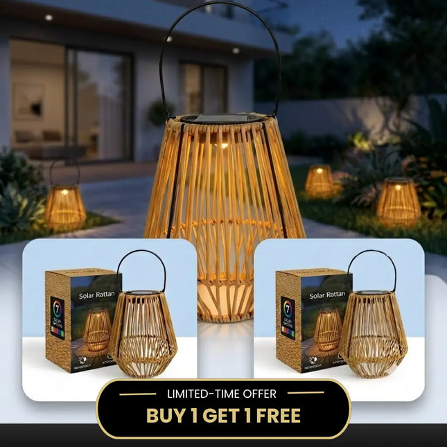 FuturKart Solar Rattan Bamboo Lantern Lights for Garden & Patio