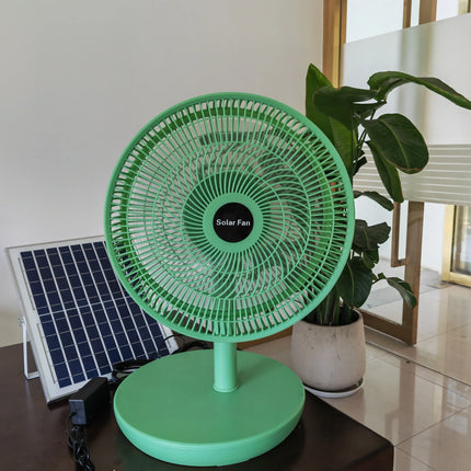 12 Inches 9V Solar Fan Solar Powered AC DC Rechargeable Table Solar Fan with Solar Panel - FUTURKART