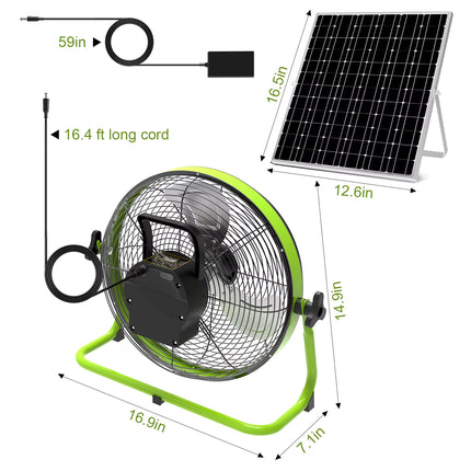 FUTURKART Solar Exhaust Fan with Rechargeable Portable Solar Panel Electric for Indoor/Outdoor Home Use - FUTURKART