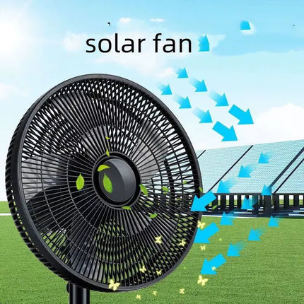 12 Inches 9V Solar Fan Solar Powered AC DC Rechargeable Table Solar Fan with Solar Panel - FUTURKART