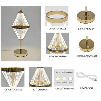 Gold Acrylic Table Lamp