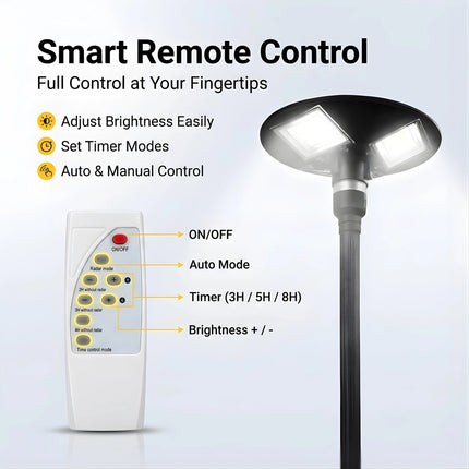 Outdoor Solar LED Street Light with remote control and IP65 weatherproof protection