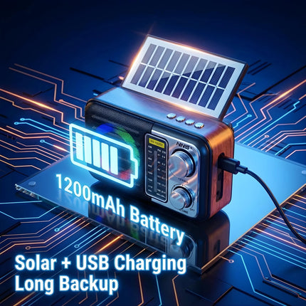 Portable Solar FM Radio with USB, TF Card Support and Rechargeable Battery