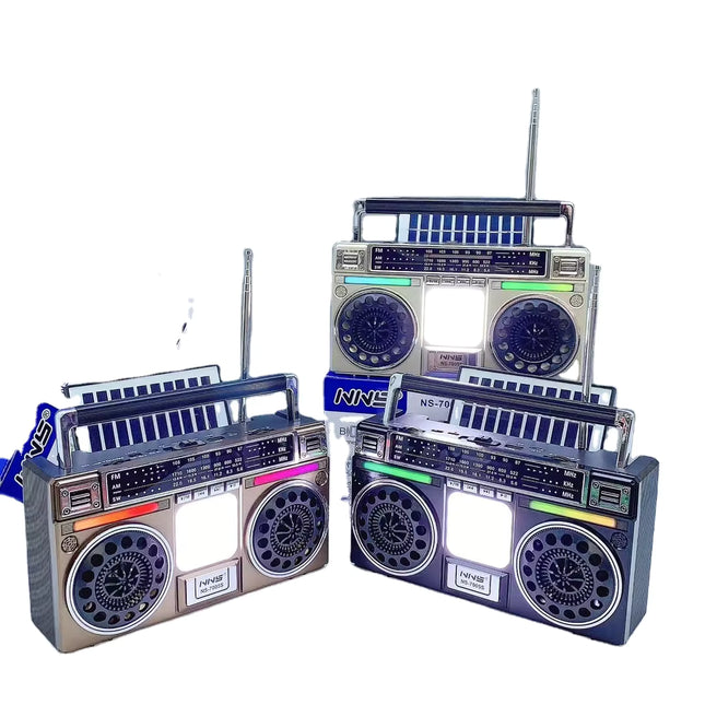 FUTURKART New Retro Solar Blue Tooth Speaker with LED Lights – Portable Bluetooth Speaker, TF/USB/FM/AM, 1200mAh Battery - FUTURKART