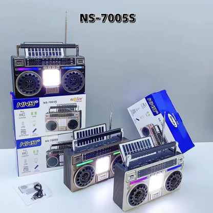 FUTURKART New Retro Solar Blue Tooth Speaker with LED Lights – Portable Bluetooth Speaker, TF/USB/FM/AM, 1200mAh Battery