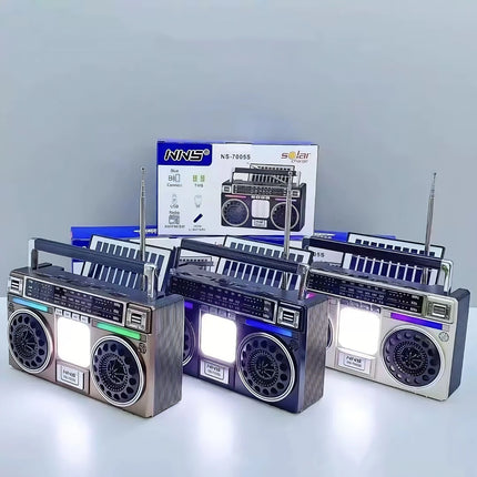 FUTURKART New Retro Solar Blue Tooth Speaker with LED Lights – Portable Bluetooth Speaker, TF/USB/FM/AM, 1200mAh Battery - FUTURKART