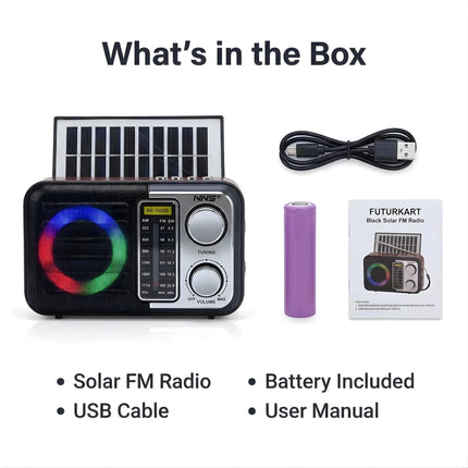 Solar FM Radio in India with USB Charging and 1200mAh Rechargeable Battery