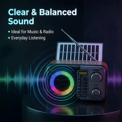 Solar-Powered FM and AM Radio with Bluetooth Music Playback for Home Use
