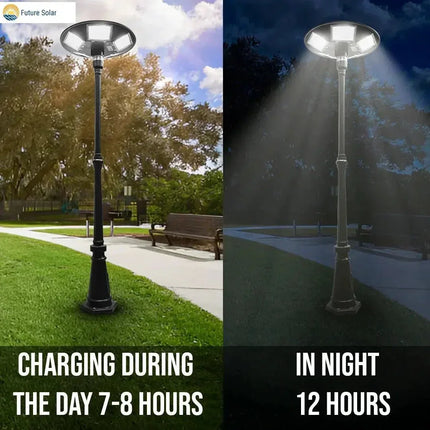 UFO Street Light for Home installed in outdoor driveway at night
