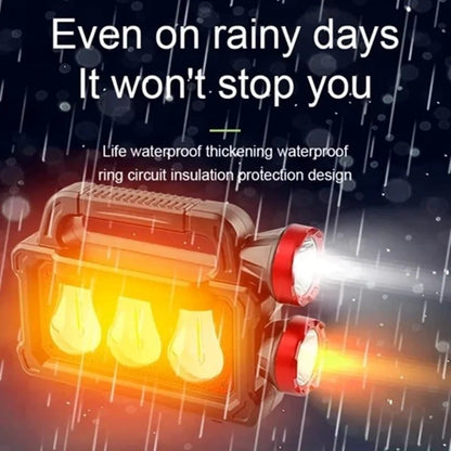 Lighting device with waterproofing on a rainy day