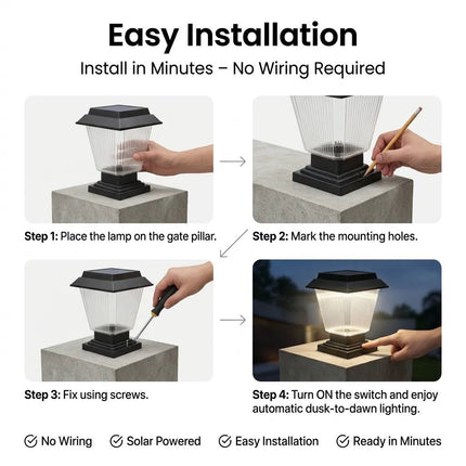Solar-powered gate light with remote control and multiple lighting modes