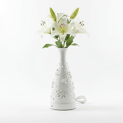 Futurkart Rechargeable LED Table Lamp in Flower Pot Shape, White (Touch Control, 3-Color Modes, USB Charging) – Elegant Iron Body - FUTURKART