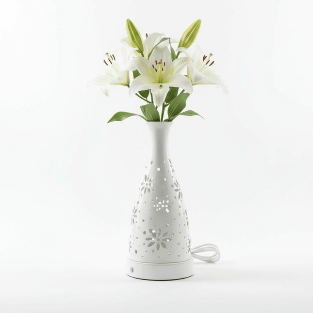 Futurkart Rechargeable LED Table Lamp in Flower Pot Shape, White (Touch Control, 3-Color Modes, USB Charging) – Elegant Iron Body - FUTURKART