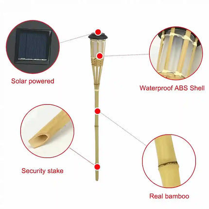 Bamboo torch light for garden paths and outdoor walkways.