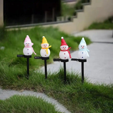 Christmas solar snowman garden light with warm white LED.