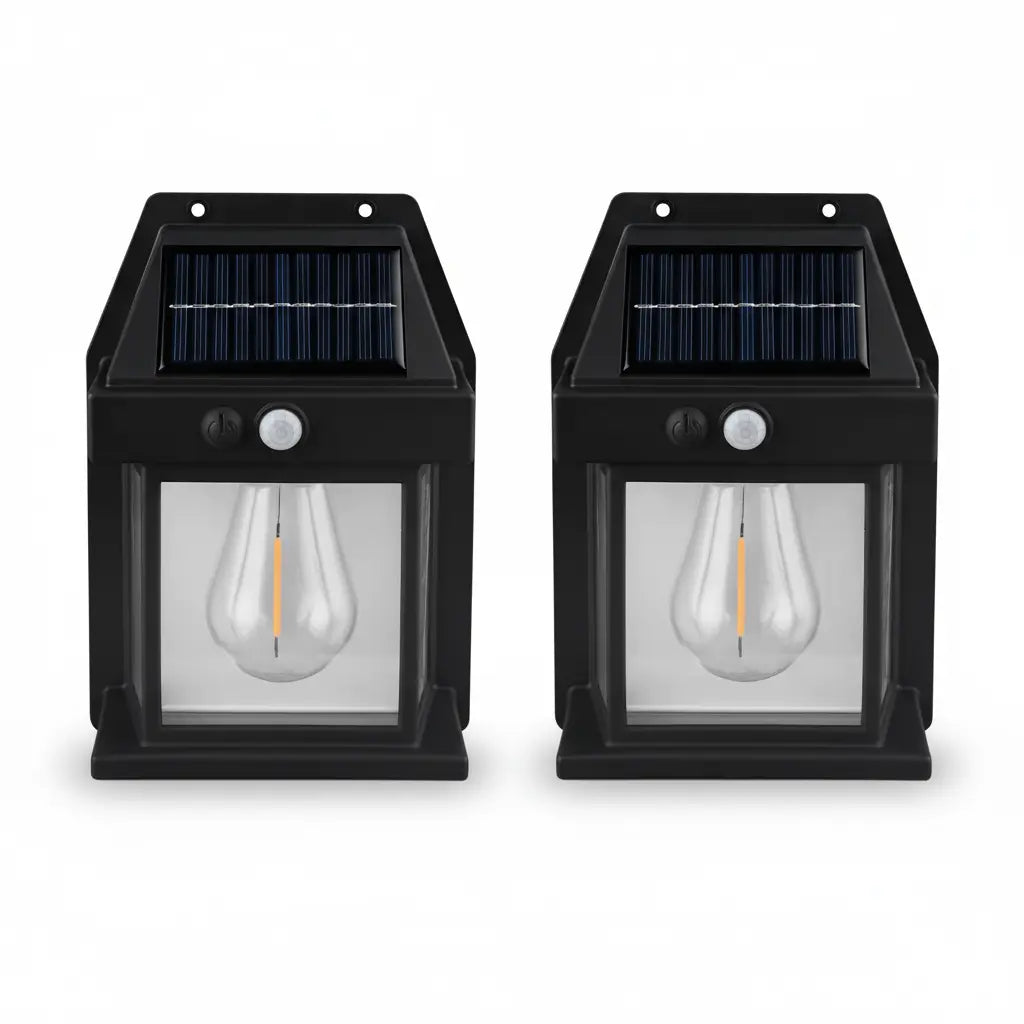 Tungsten LED Solar Wall Lamp – Stylish Outdoor Sensor Light