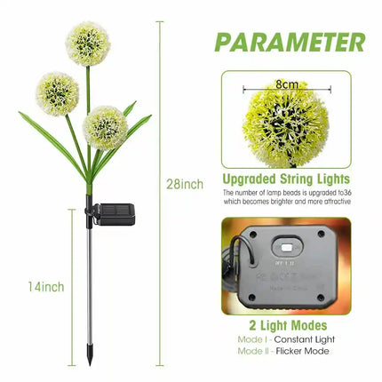 Dandelion solar light for garden pathways and outdoor landscaping.