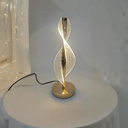 Decorative table lamp for living room with elegant spiral gold finish