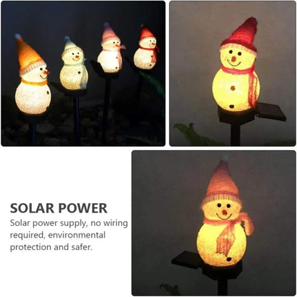 Dusk-to-dawn solar snowman light with automatic night lighting.