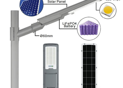 FuturKart 300W all-in-one solar street light with high-capacity battery and powerful LED illumination