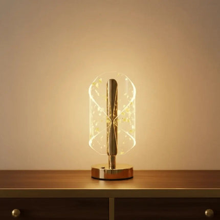 Futurkart Crystal Glow Rechargeable Table Lamp with Gold Acrylic Design