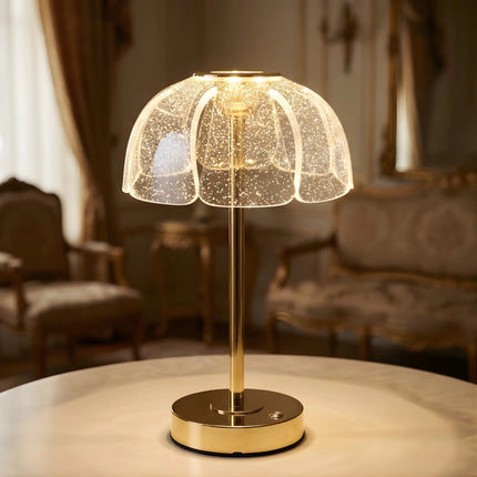 Futurkart Modern Spiral Rechargeable Table Lamp with Gold Acrylic Design