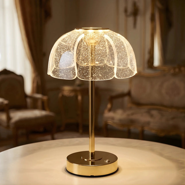 Futurkart Modern Spiral Rechargeable Table Lamp with Gold Acrylic Design