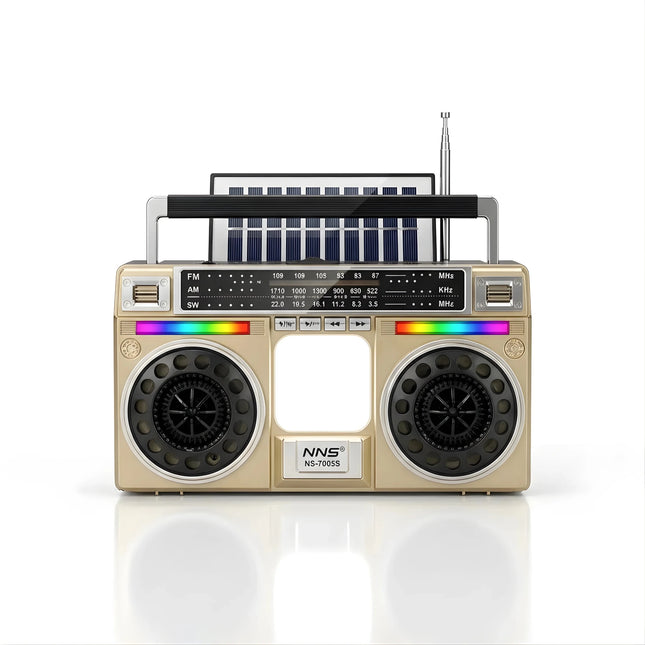 solar fm radio bluetooth speaker portable am fm usb tf 1200mah battery