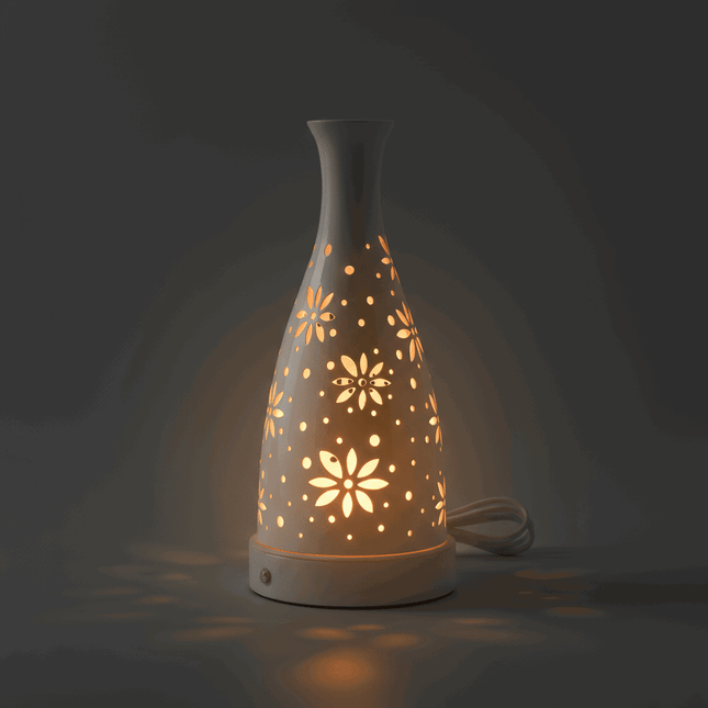 Futurkart rechargeable table lamp with flower pot design and white iron body