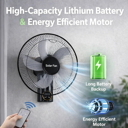 High - Power Rechargeable Solar Fan 16 - Inch with Remote Control | 20W Solar Panel – Buy Online at FUTURKART