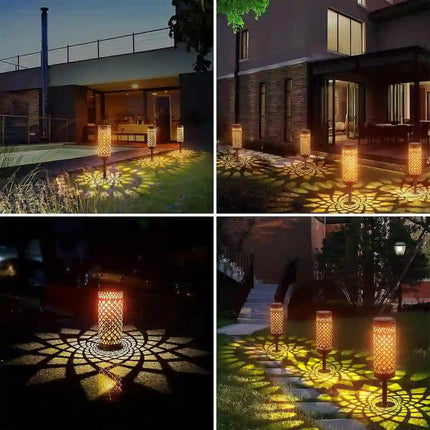 Hollow design solar ground light for garden and outdoor decoration.