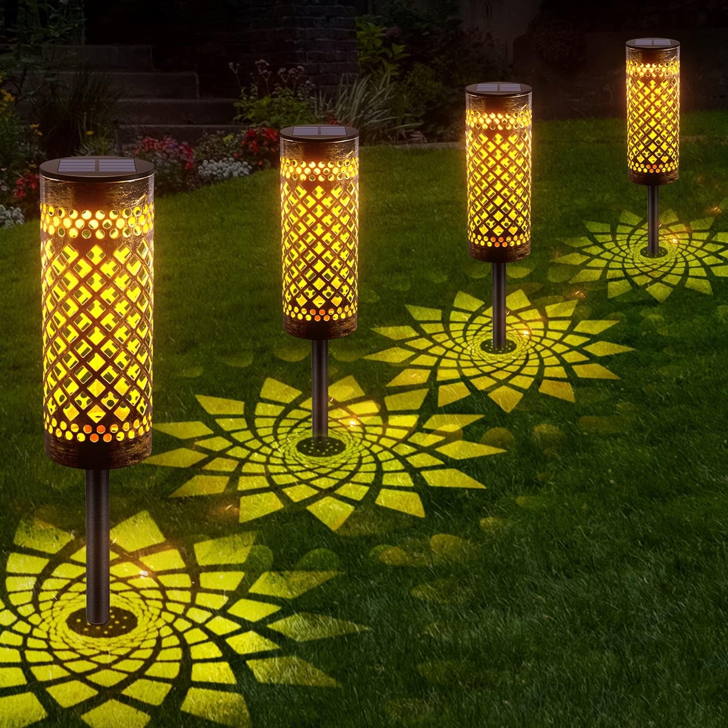 Iron Art Solar Ground Light – Hollow Design Elegance(Pack of 4) – Buy Online at FUTURKART