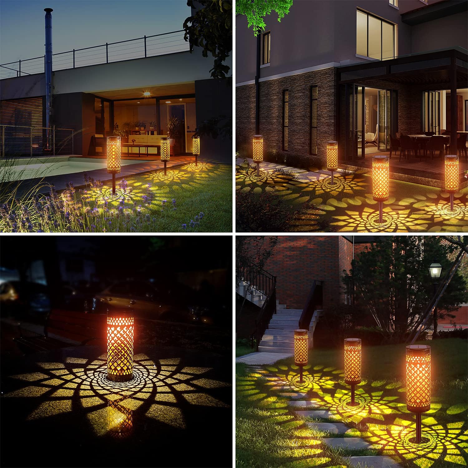 Iron Art Solar Ground Light – Hollow Design Elegance(Pack of 4) – Buy Online at FUTURKART