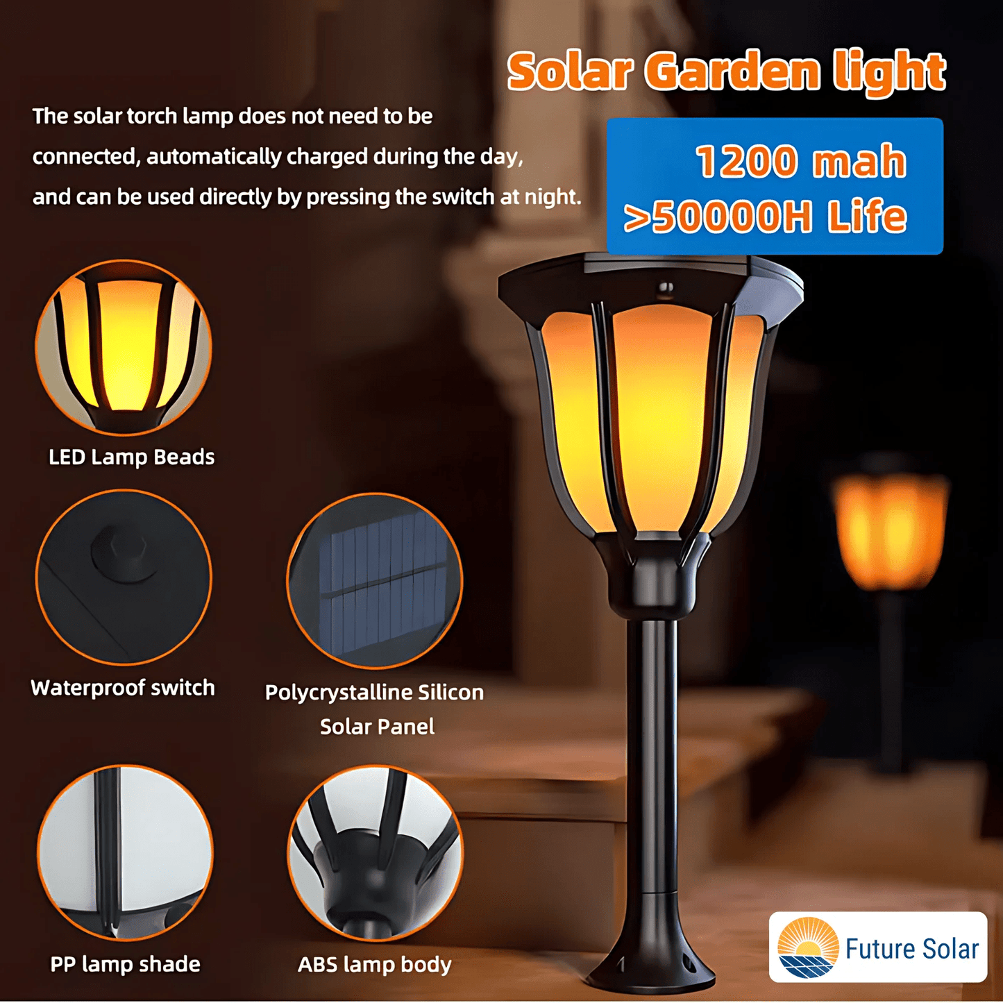 LED Solar Torch Garden Light – Warm White Outdoor Decorative Lamp – Buy Garden Light Online at FUTURKART