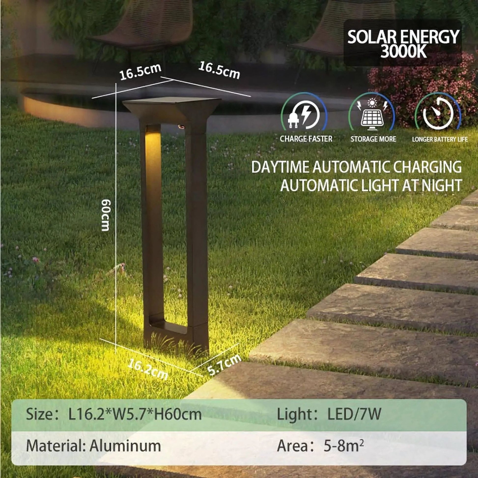 Modern Solar Lawn Bollard Light | 120W Outdoor Pathway & Garden Lamp | Aluminum Alloy, Auto On/Off, Waterproof – Buy Garden Light Online at FUTURKART