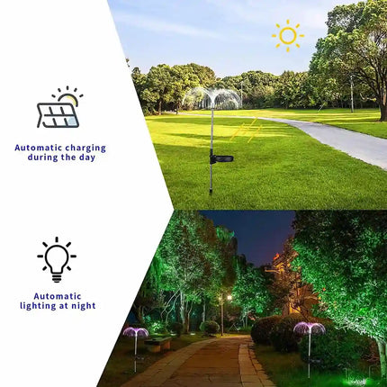 Outdoor RGB jellyfish solar light for pathways, walkways, and patios.