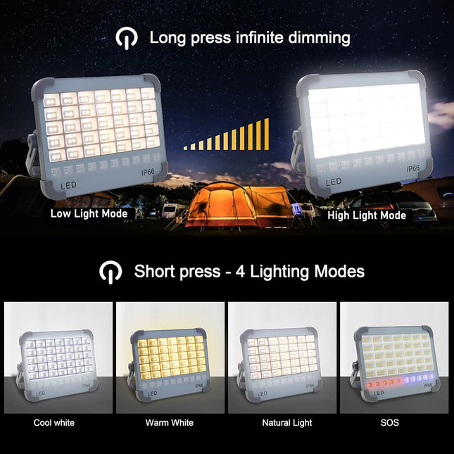 Portable Solar LED Work Light – Rechargeable Flood Lamp with SOS Mode & Power Bank Function – Buy Flood light Online at FUTURKART