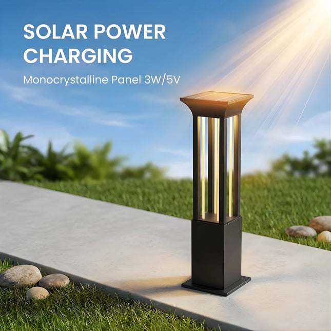 Premium Solar - Powered Square Bollard Light - Elegant Outdoor Lawn Illumination – Buy Garden Light Online at FUTURKART