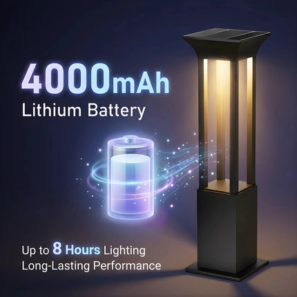 Premium Solar - Powered Square Bollard Light - Elegant Outdoor Lawn Illumination – Buy Garden Light Online at FUTURKART