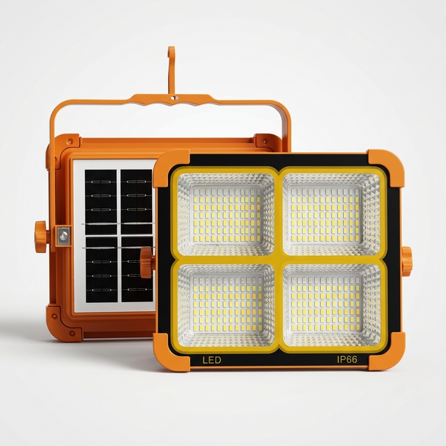 Futurkart portable solar flood light with high-brightness LED illumination
